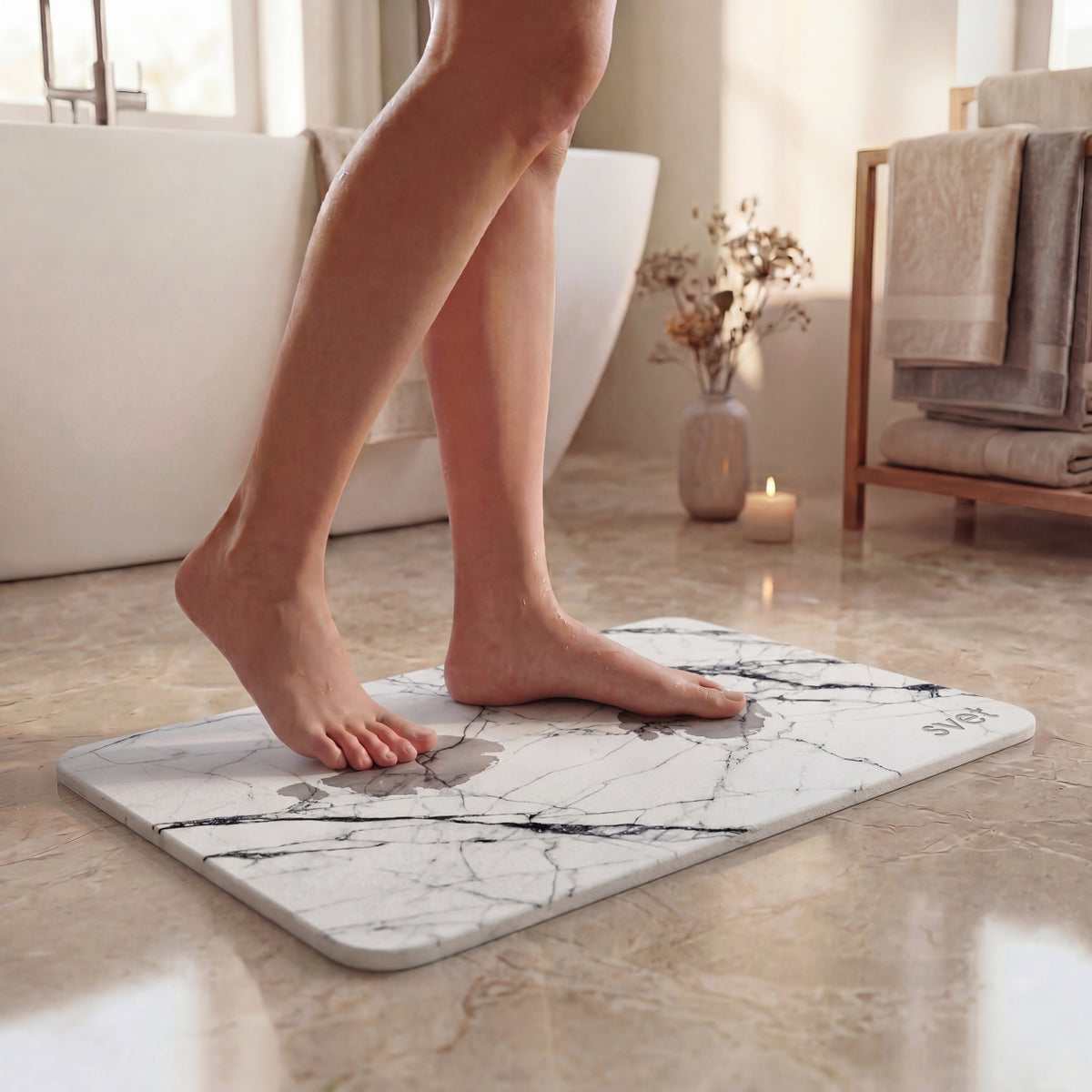 Alfombra de diatomita efecto mármol